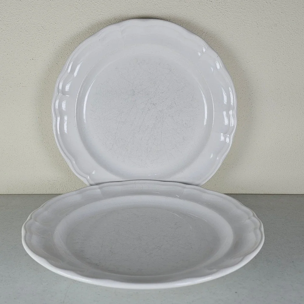 SET OF 2 PFALTZGRAFF GAZEBO WHITE DINNER PATES 10 3/8